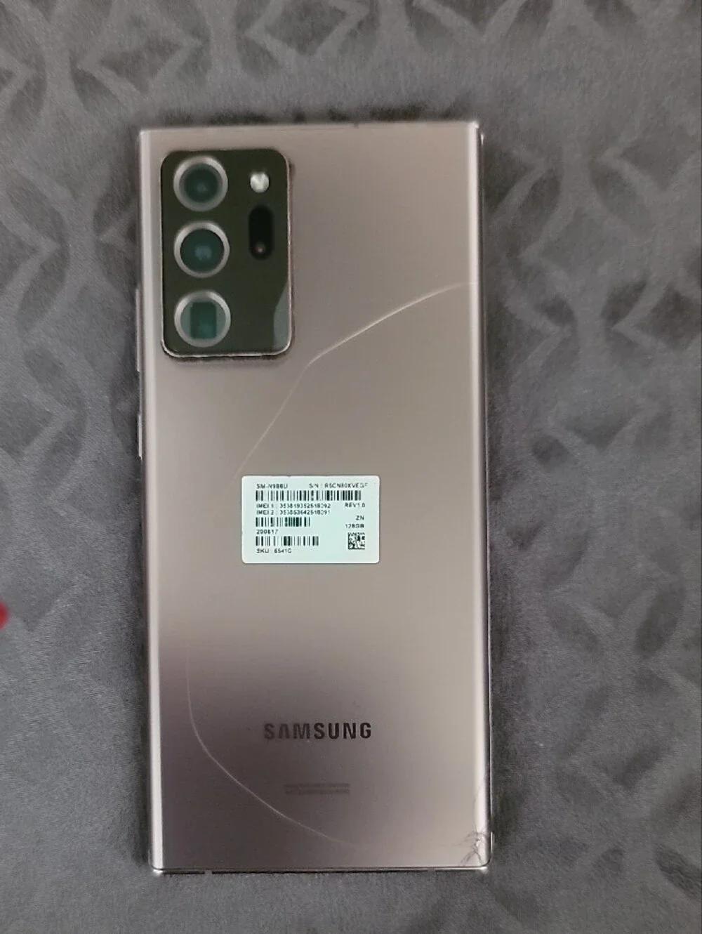 Samsung Galaxy Note20 Ultra 5G - Silver/White Front Display